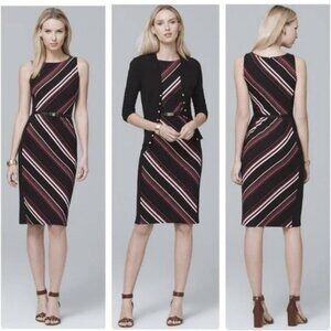 WHBM Women's Striped Rayon Spandex Sheath Dress NWT Size 10